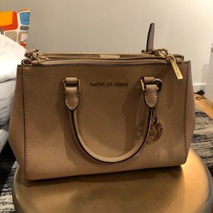 Michael Kors Double Zip Satchel Cream Rose color